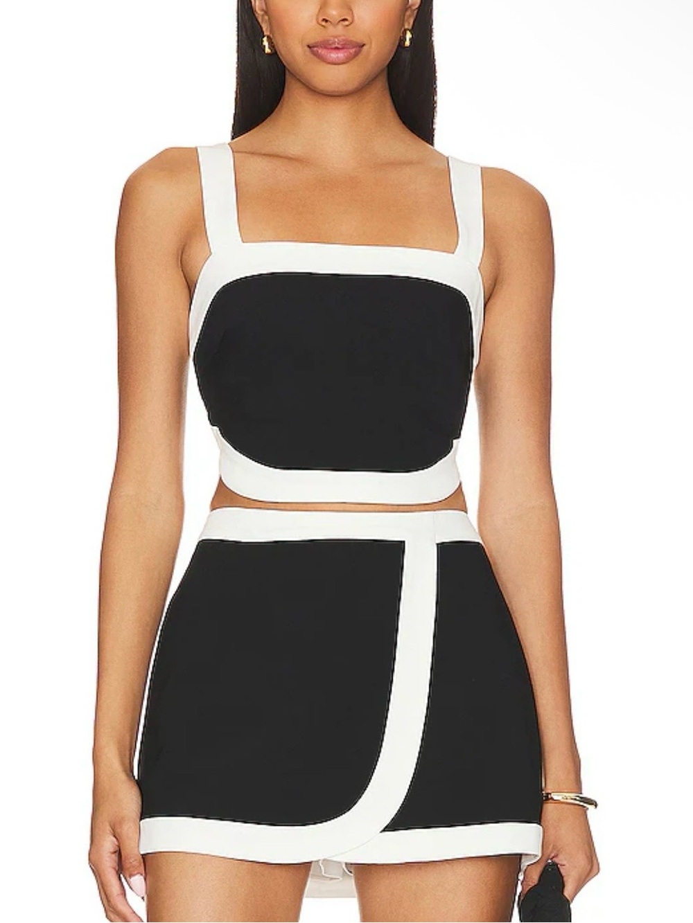 Amanda Uprichard Revolve Porsha Top in Black and Ivory Size Small